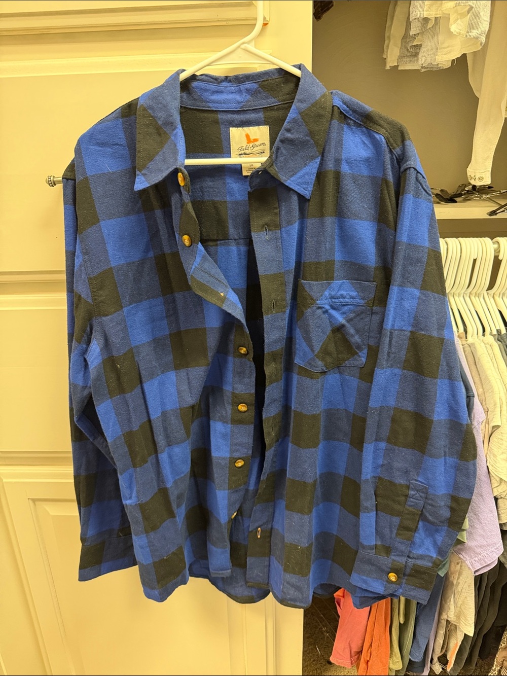 Field & Stream Blue and Black Buffalo Plaid Button-Down Shirt